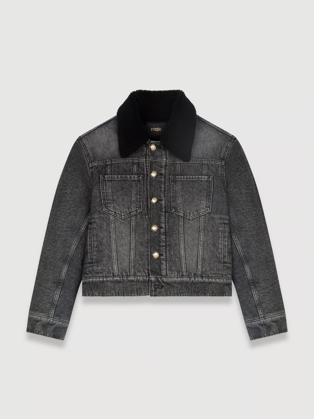 Denim and fur-effect jacket